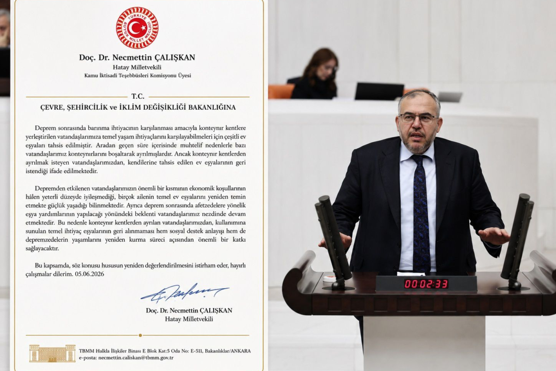 MİLLETVEKİLİ ÇALIŞKAN’DAN ÇAĞRI: DEPREMZEDEYE TAHSİS EDİLEN EŞYALARI GERİ ALMAYIN!